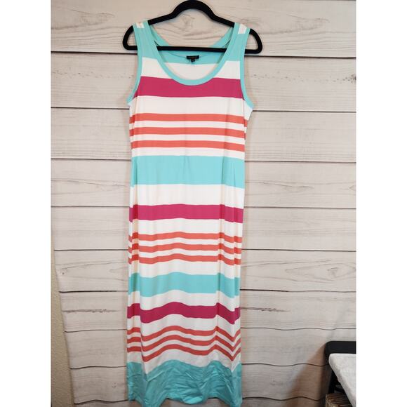 Talbots Women's Multicolor Striped Scoop Neck Sleeveless Maxi Sundress Size M - Picture 1 of 6